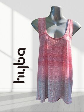 •Hyba Pink Blue Geometric Racerback Tank Top Activewear Stretch Size L
